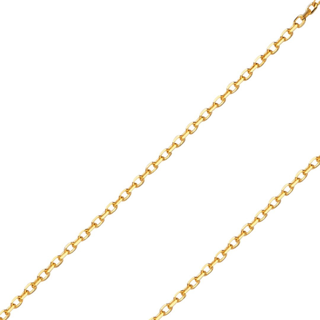 14K REAL Solid Yellow White Gold 0.90mm-1.20mm Diamond cut Oval Angled Cable Pendant Chain