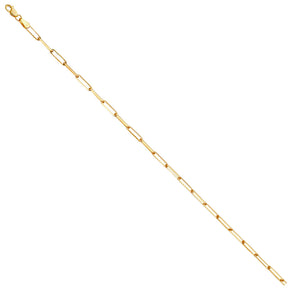14K Yellow Gold Solid Diamond-Cut 2.7 mm Triangle Paperclip Bracelet