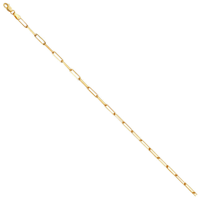 14K Yellow Gold Solid Diamond-Cut 2.7 mm Triangle Paperclip Bracelet