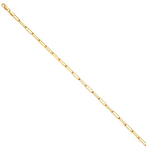 14K Yellow Gold Solid 3.0 mm Square Paperclip Bracelet