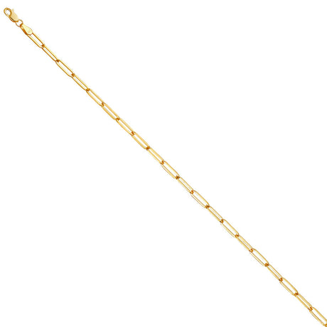 14K Yellow Gold Solid 3.0 mm Square Paperclip Bracelet