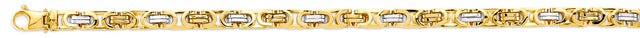 14K Two-Tone Gold Hollow 6.5 mm Flat Byzantine Link Bracelet with Lobster Clasp