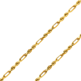 14K REAL Yellow,Tricolor Gold 2.80mm-4.70mm Hollow FigaroRope Diamond Cut Chain