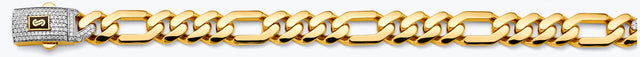 14K Two-Tone Gold Hollow 11.5 mm Monaco Figaro 3+1 Chain