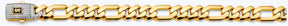 14K Two-Tone Gold Hollow 11.5 mm Monaco Figaro 3+1 Bracelet