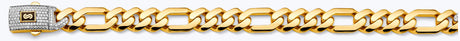 14K Two-Tone Gold Hollow 11.5 mm Monaco Figaro 3+1 Bracelet