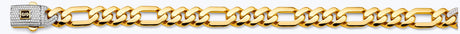 14K Two-Tone Gold Hollow 9.5 mm Monaco Figaro 3+1 Bracelet