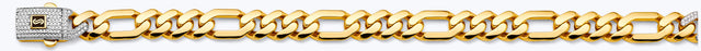 14K Two-Tone Gold Hollow 9.5 mm Monaco Figaro 3+1 Bracelet