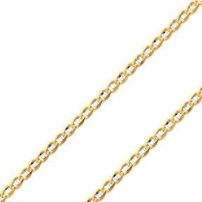 14K Yellow or Two-Tone (White Pave) Gold 2.9–6.3mm Diamond-Cut Flat Mariner Concave Light Bracelet – Width 6.3mm, Size 8.0...