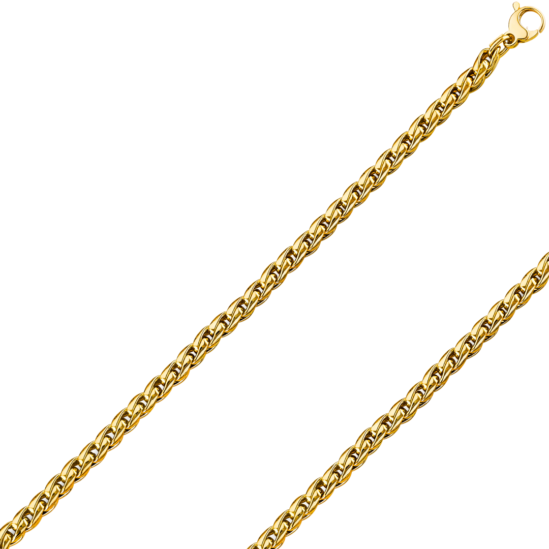14K REAL Hollow Yellow Gold 5.00mm Fancy Chain and Bracelet