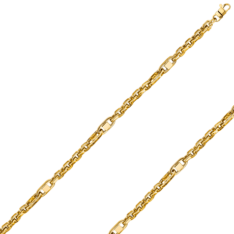 14K Yellow Gold Hollow 5.2 mm Fancy Figaro Link Chain with Lobster Clasp