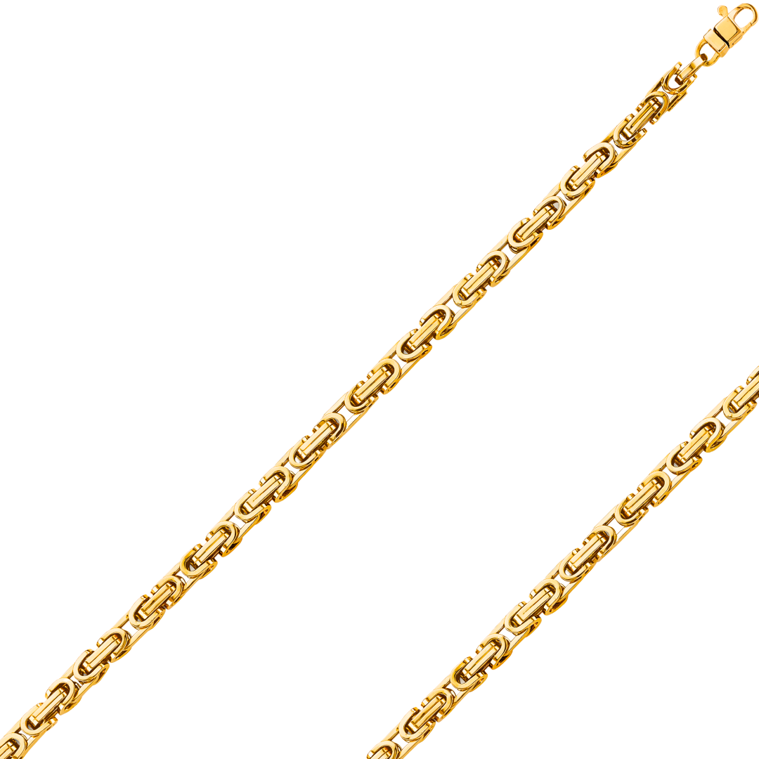 14K REAL Hollow Yellow Gold 5.00mm Fancy Chain and Bracelet
