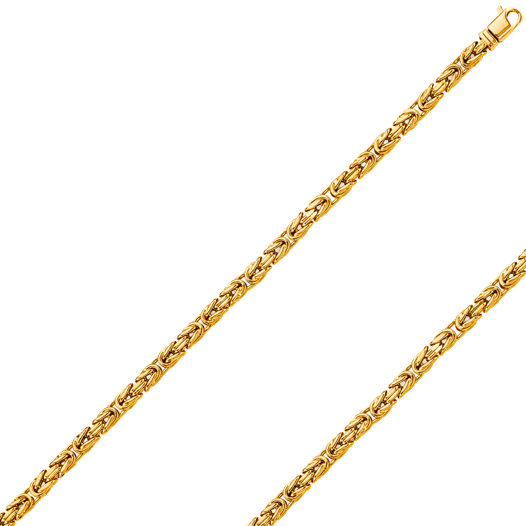 14K REAL Hollow Yellow Gold 4.40mm Fancy Chain and Bracelet