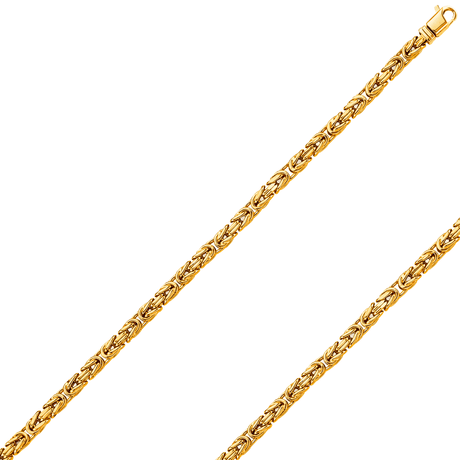 14K Yellow Gold Hollow 4.4 mm Byzantine Bracelet with Lobster Clasp