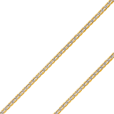 14K REAL Yellow White Pave Gold 2.40mm-6.20mm Hollow Bevelled Mariner Diamond Cut Chain