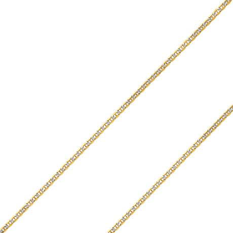 14K Two-Tone Gold Hollow 3.4 mm Mariner White Pavé Bracelet