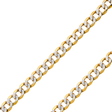 14K REAL Yellow White Pave Gold 2.00mm-10.90mm Hollow Bevelled Curb Diamond Cut Cuban Chain