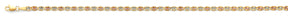 14K Tricolor Gold Solid Diamond-Cut 3.1 mm Flat Round Star Valentino Bracelet with Lobster Clasp