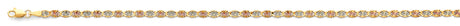 14K Tricolor Gold Solid Diamond-Cut 3.1 mm Flat Round Star Valentino Bracelet with Lobster Clasp