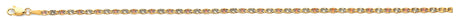 14K Tricolor Gold Solid Diamond-Cut 2.3 mm Flat Round Star Valentino Chain with Lobster Clasp
