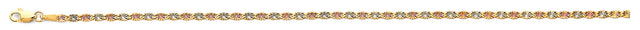 14K Tricolor Gold Solid Diamond-Cut 2.3 mm Flat Round Star Valentino Chain with Lobster Clasp