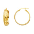 14K Yellow Gold Snow-Cut Hoop Earrings 23mm on White Background