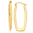 14K Yellow Gold Elongated Rectangle Hoop Earrings on white background - Italian Fashions