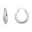 14K Gold Diamond-Cut Graduated Hoop Earrings on white background - Italian Fashions