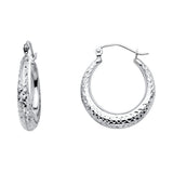 14K Gold Diamond-Cut Graduated Hoop Earrings on white background - Italian Fashions