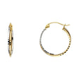 14K Two-Tone Gold Diamond-Cut Double-Line Hoop Earrings 18mm on White Background