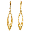 14K Yellow Gold Open Marquise Drop Earrings on white background - Italian Fashions