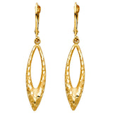 14K Yellow Gold Open Marquise Drop Earrings on white background - Italian Fashions