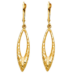 14K Yellow Gold Open Marquise Drop Earrings on white background - Italian Fashions