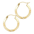 14K Yellow Gold Diamond-Cut Square Tube Hoop Earrings 20mm on White Background