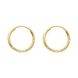 14K Yellow Gold Diamond-Cut 1.5mm Round Tube Hoop Earrings 14mm on White Background