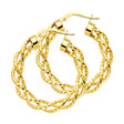 14K Yellow Gold Braided Hoop Earrings on white background - Italian Fashions