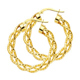 14K Yellow Gold Braided Hoop Earrings on white background - Italian Fashions