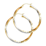 14K Tricolor Gold Swirl Hoop Earrings on white background - Italian Fashions