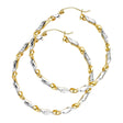 14K Two-Tone Gold Diamond-Cut Swirl Hoop Earrings on white background - Italian Fashions