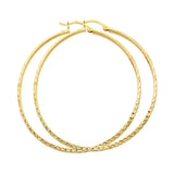14K Yellow Gold Diamond-Cut 2.8mm Half-Round Tube Hoop Earrings 55mm on White Background