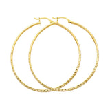 14K Yellow Gold Diamond-Cut 2.8mm Half-Round Tube Hoop Earrings 45mm on White Background