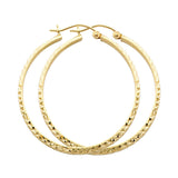 14K Yellow Gold Diamond-Cut 2.8mm Half-Round Tube Hoop Earrings 35mm on White Background