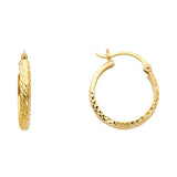 14K Yellow Gold Diamond-Cut 2.8mm Half-Round Tube Hoop Earrings 20mm on White Background