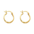 14K Yellow Gold Diamond-Cut 2.8mm Half-Round Tube Hoop Earrings on white background - Italian Fashions