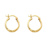 14K Yellow Gold Diamond-Cut 2.8mm Half-Round Tube Hoop Earrings on white background - Italian Fashions
