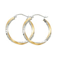14K Gold Diamond-Cut 2.6mm Swirl Hoop Earrings on white background - Italian Fashions