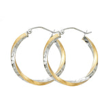 14K Gold Diamond-Cut 2.6mm Swirl Hoop Earrings on white background - Italian Fashions