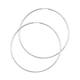 14K White Gold Polished 1.5mm Round Tube Endless Hoop Earrings 45mm on White Background