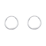 14K Gold Polished 1.5mm Round Tube Endless Hoop Earrings on white background - Italian Fashions