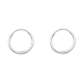 14K Gold Polished 1.5mm Round Tube Endless Hoop Earrings on white background - Italian Fashions